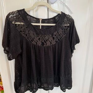 Free People Elegant Black Lace Women's Top